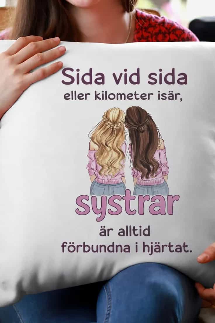 Dekorativ kudde Systrar i hjärtat | Sida vid sida