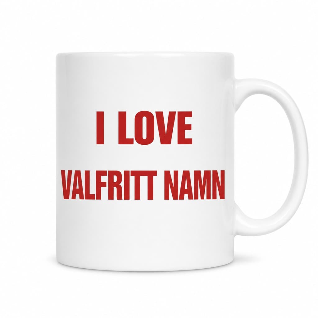 Rolig mugg I love med namn
