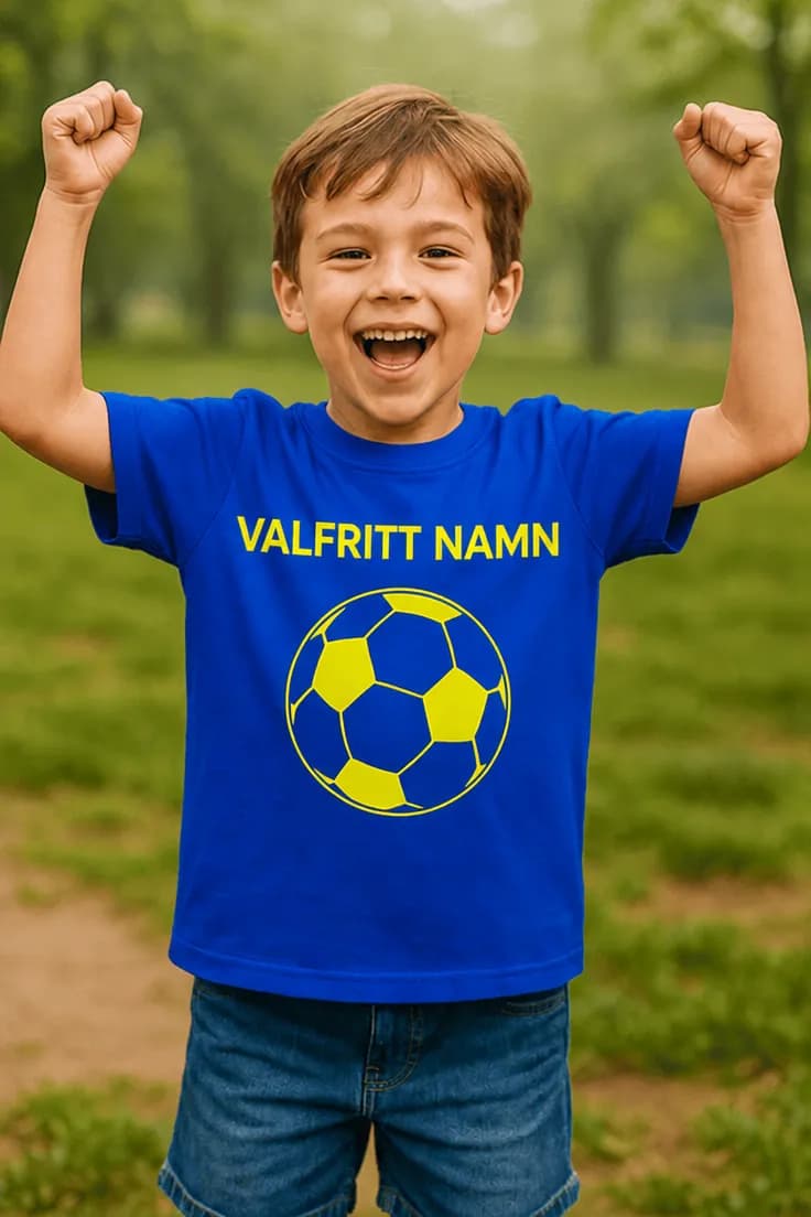 Barn t-shirt Fotboll med namn – VALFRITT NAMN
