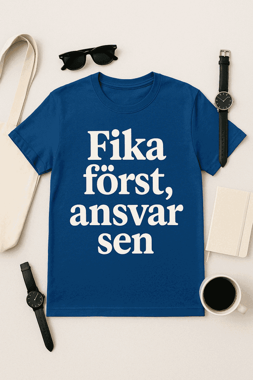 Fika först, ansvar sen – T-shirt