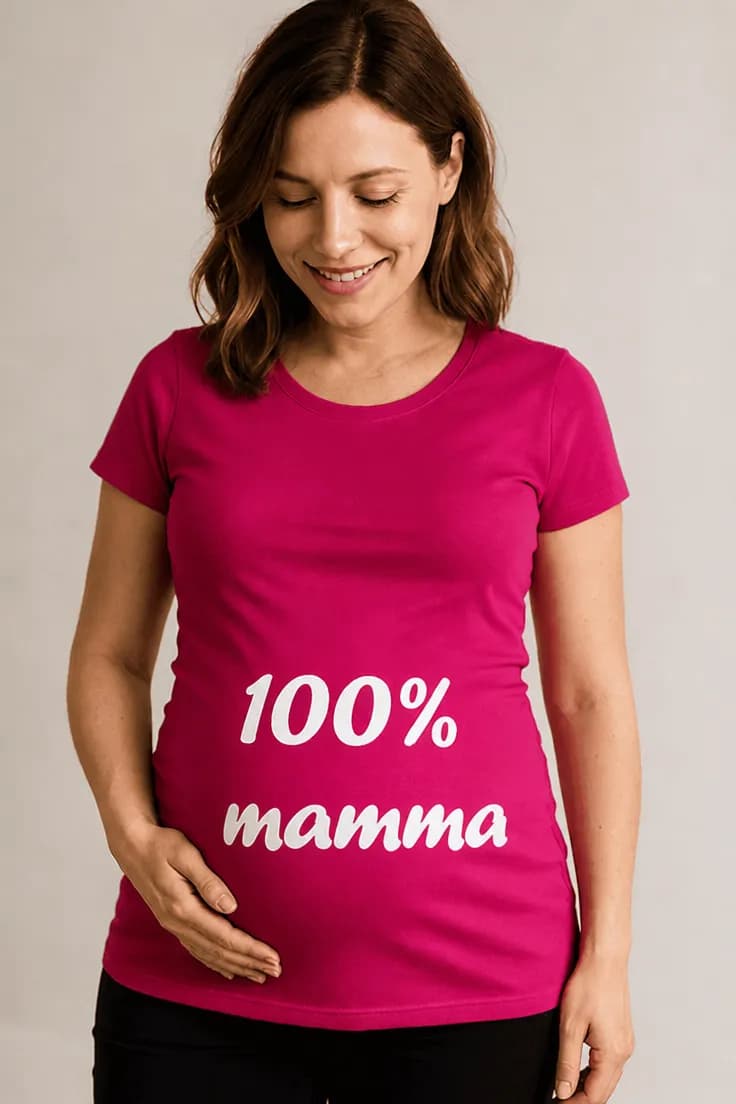 Gravid t-shirt 100 procent mamma – 100% mamma