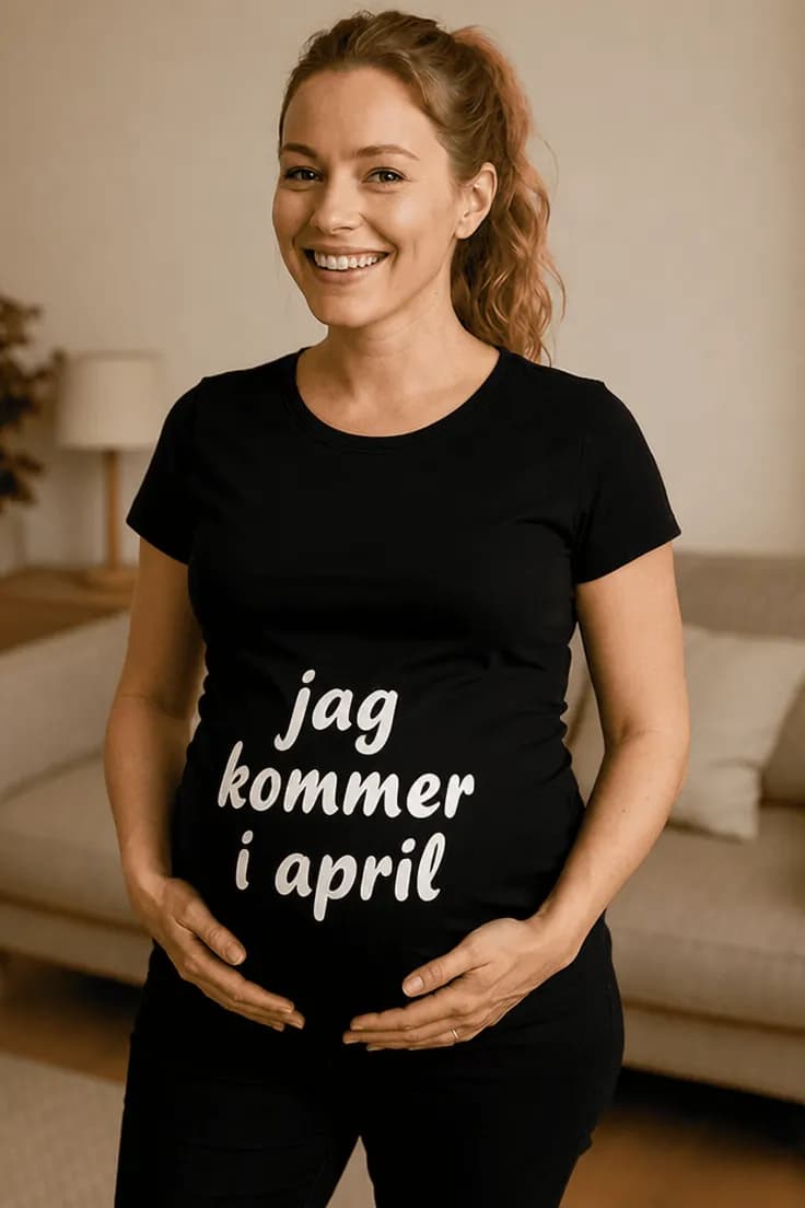 Gravid t-shirt Jag kommer i april