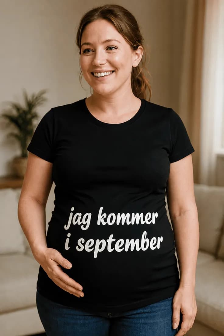 Gravid t-shirt Kommer i september | jag kommer i september