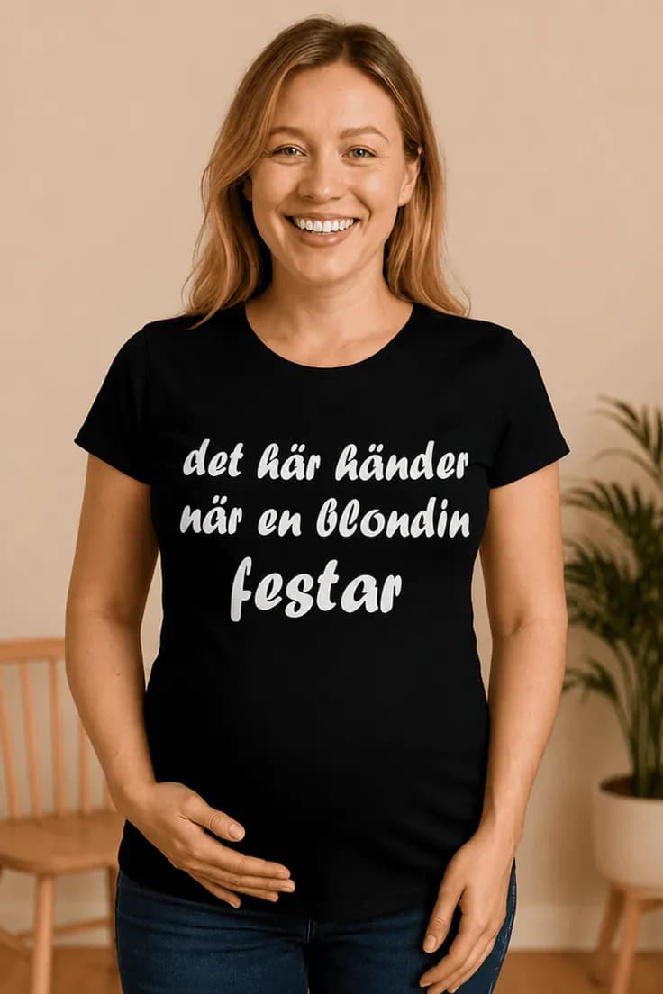 Gravid t-shirt När blondinen festar