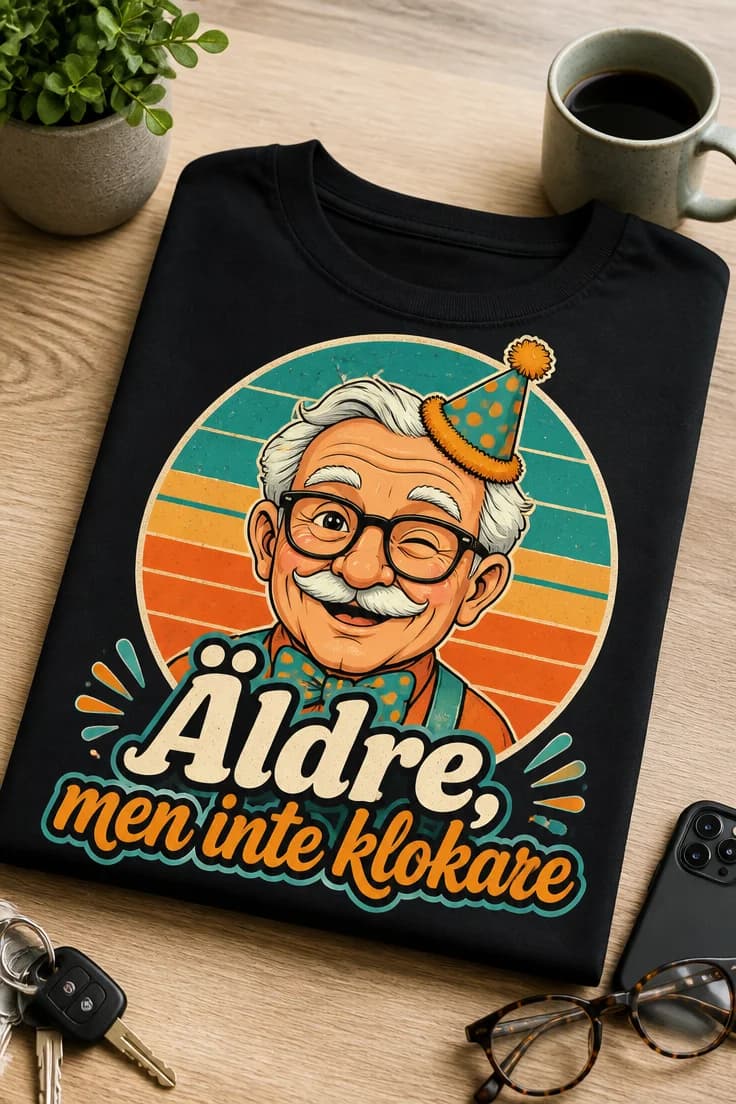 Rolig t-shirt – Äldre, men inte klokare