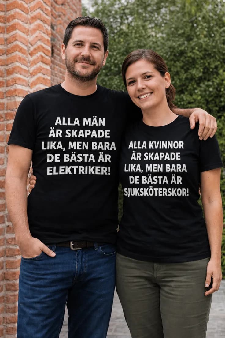 T-shirt Alla är skapade lika med valfritt yrke