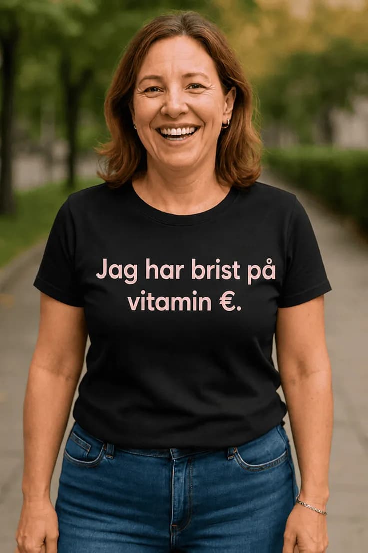 Rolig t-shirt Brist på vitamin € Jag har brist på
