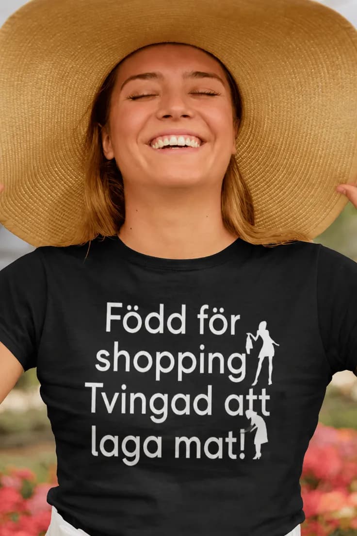 Rolig t-shirt Född för shopping – Född för