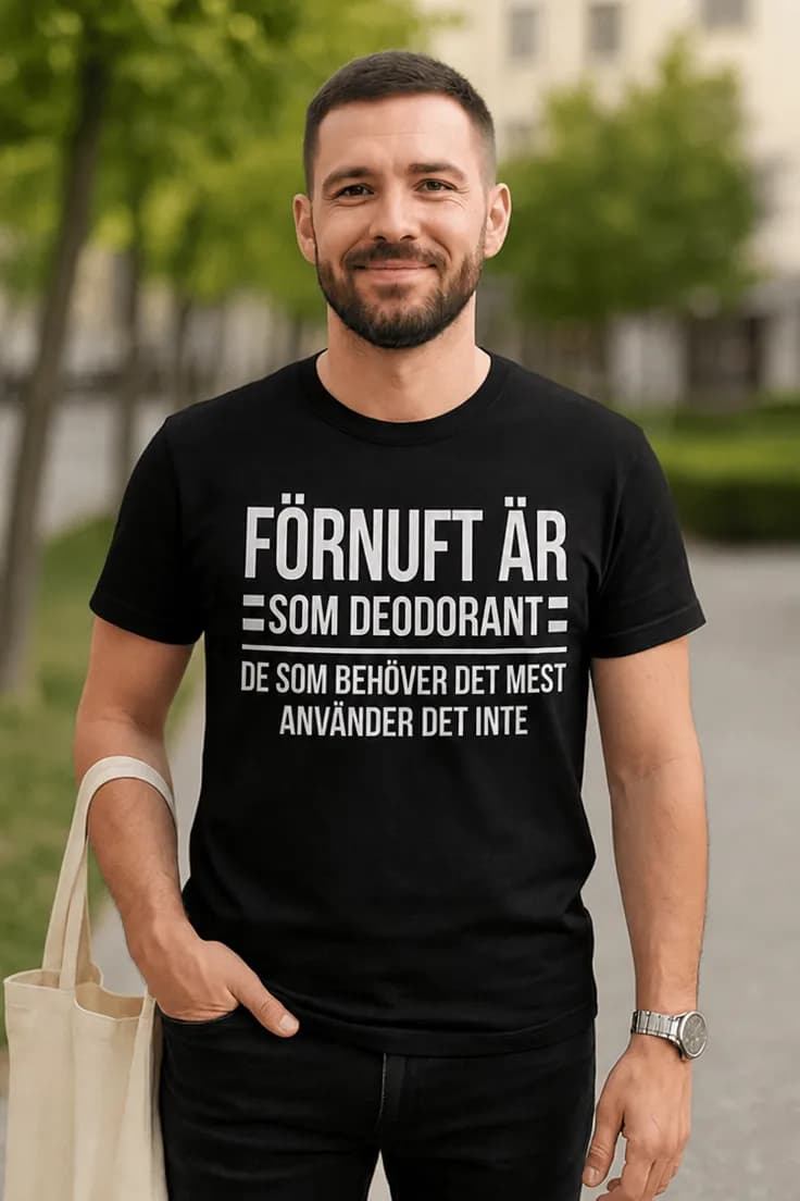 Rolig t-shirt Förnuft som deodorant – FÖRNUFT ÄR