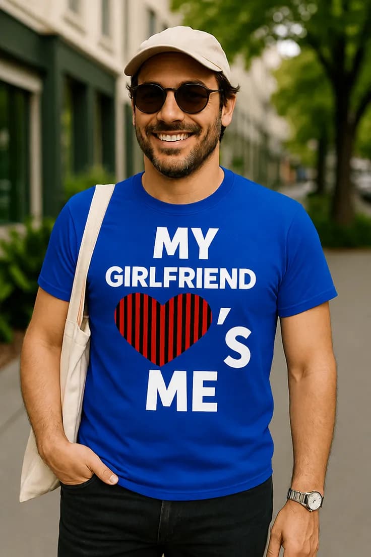 Rolig t-shirt Flickvän älskar mig – MY GIRLFRIEND ME S