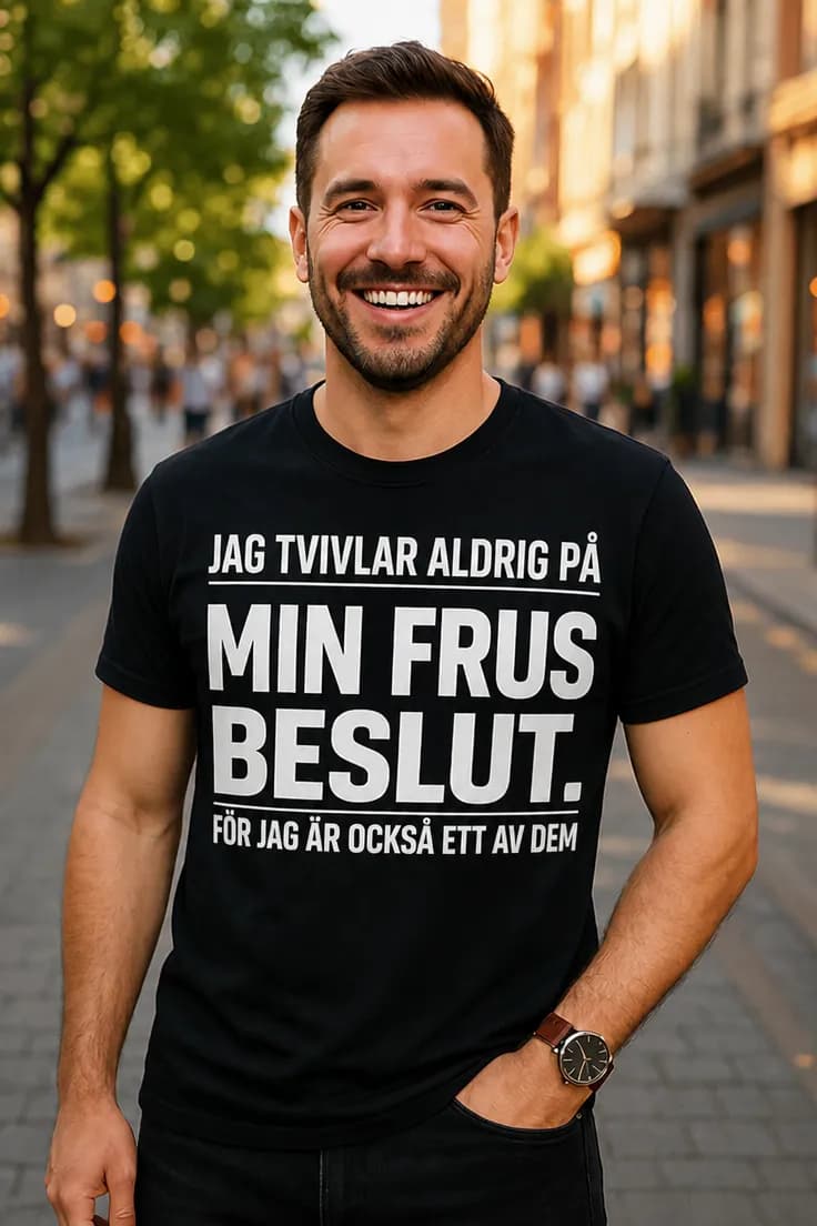 Rolig t-shirt Fruns beslut – JAG TVIVLAR ALDRIG