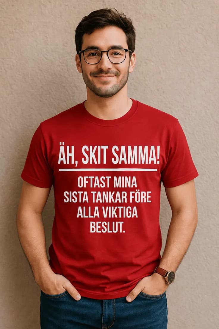 Rolig t-shirt Äh skit samma beslut – ÄH, SKIT SAMMA!