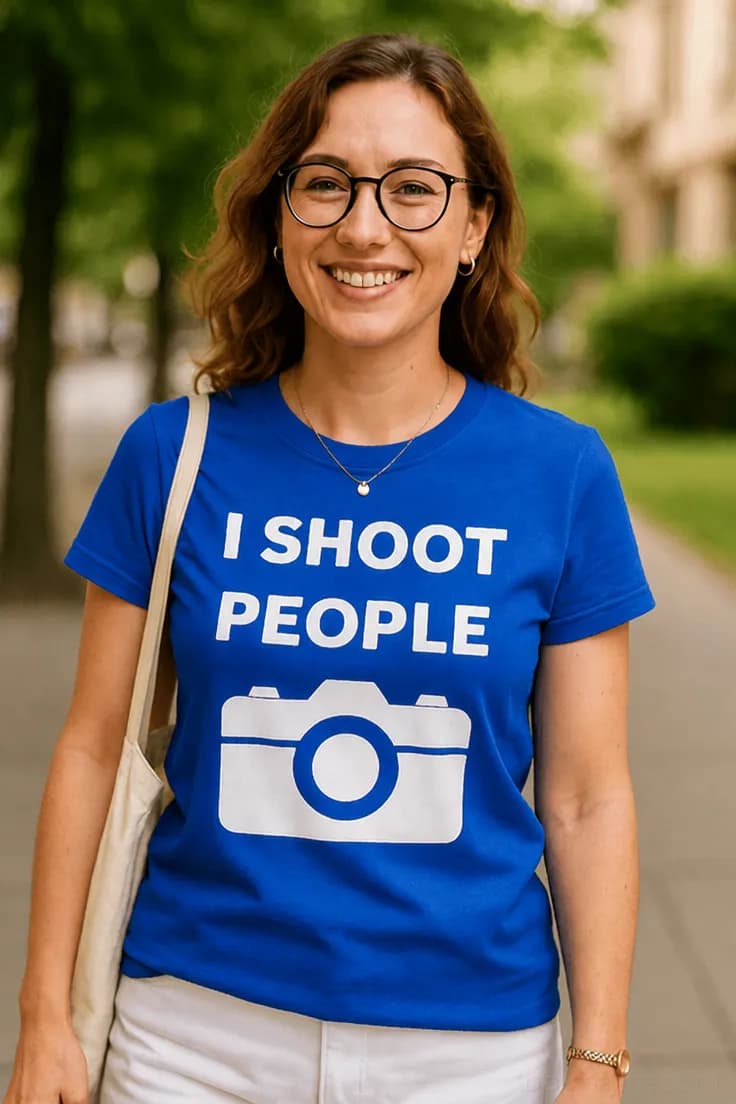 Rolig t-shirt I shoot people – I SHOOT PEOPLE