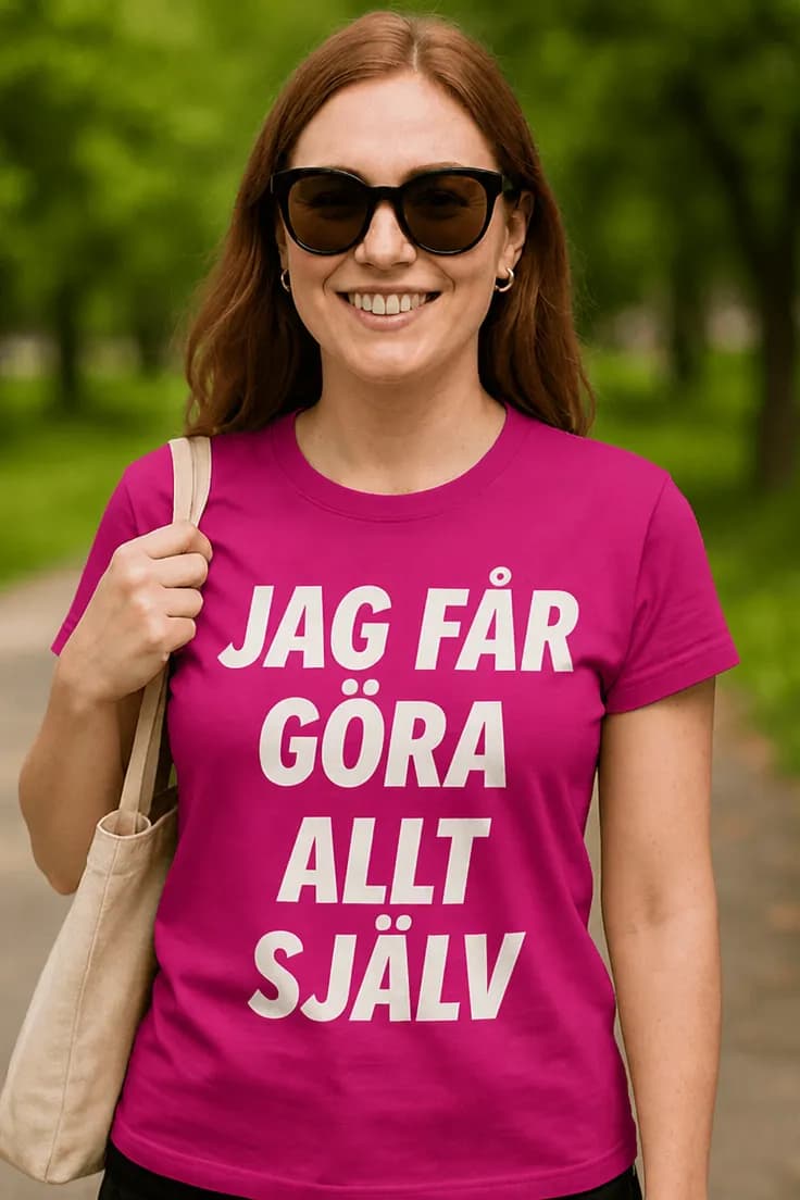 Rolig t-shirt Jag gör allt själv – JAG FÅR GÖRA ALLT SJÄLV