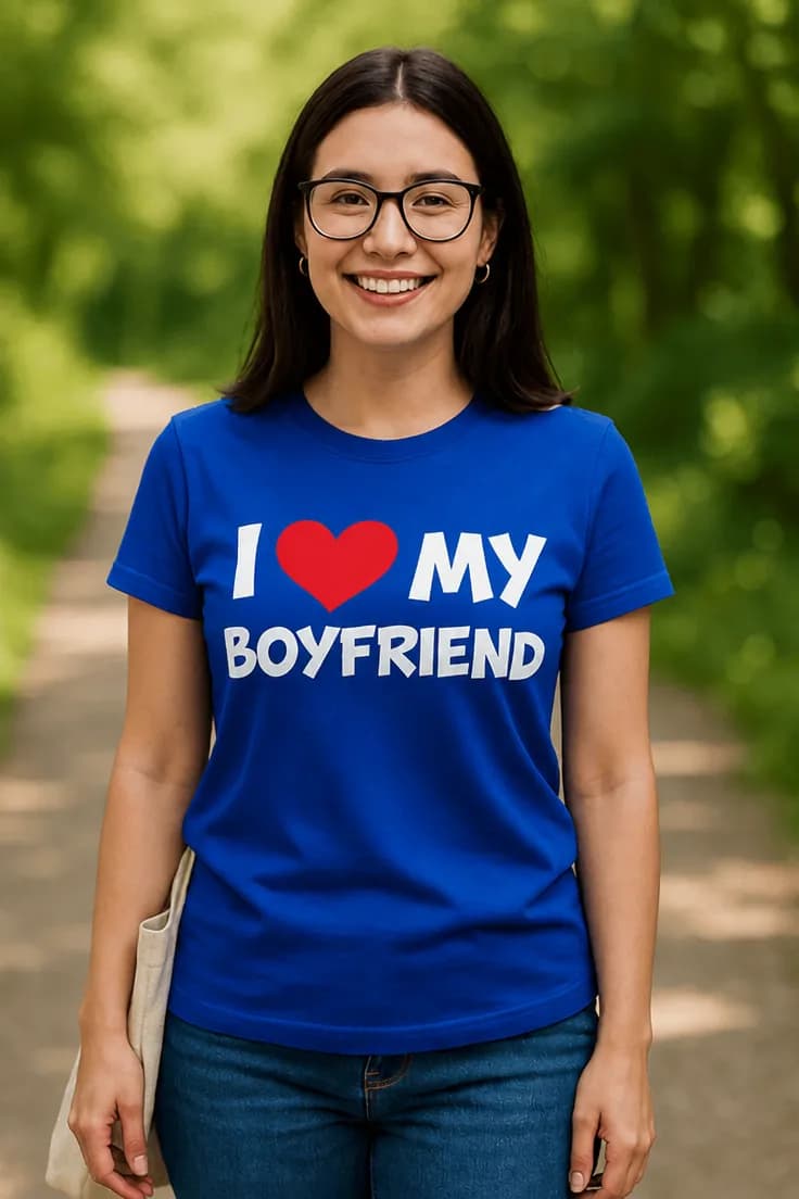 Rolig t-shirt Jag älskar min pojkvän - I♥MY BOYFRIEND