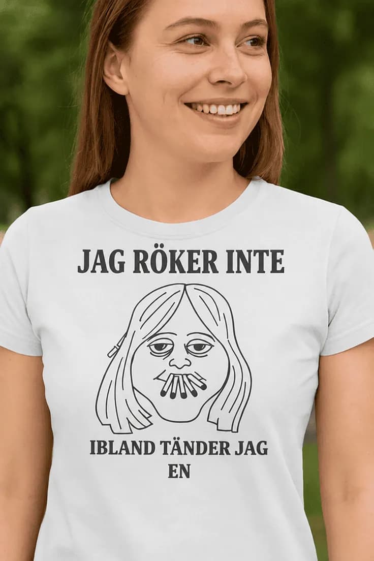 Rolig t-shirt Jag röker inte – JAG RÖKER INTE