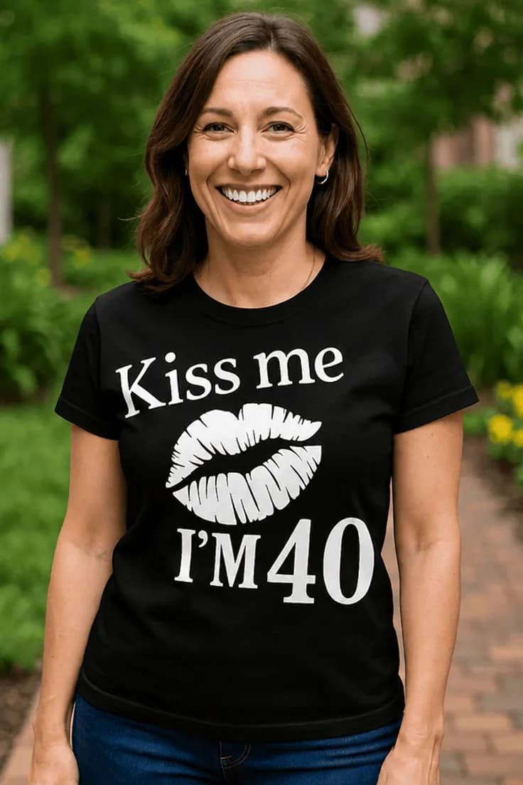 T-shirt Kiss me – med valfritt årtal