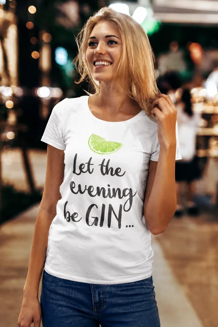 Rolig t-shirt Kväll med gin – Let the evening be GIN....