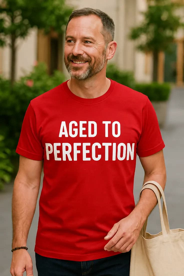 Rolig t-shirt Åldrad till perfektion – AGED TO PERFECTION