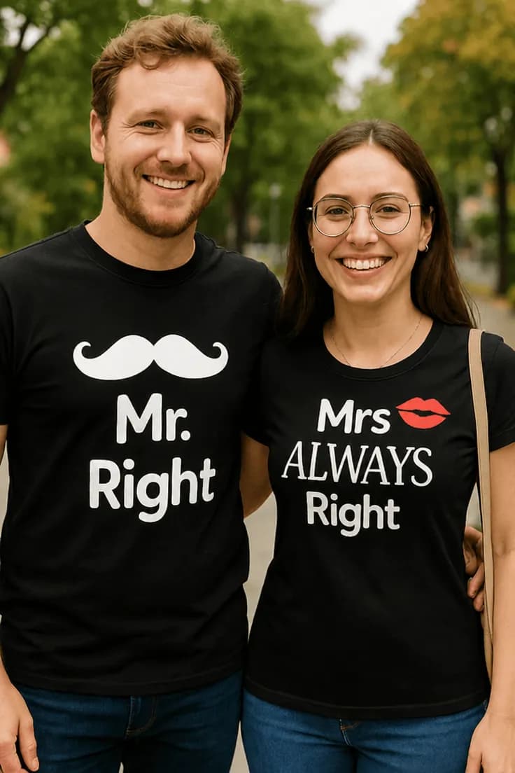 T-shirt mr right mrs always right