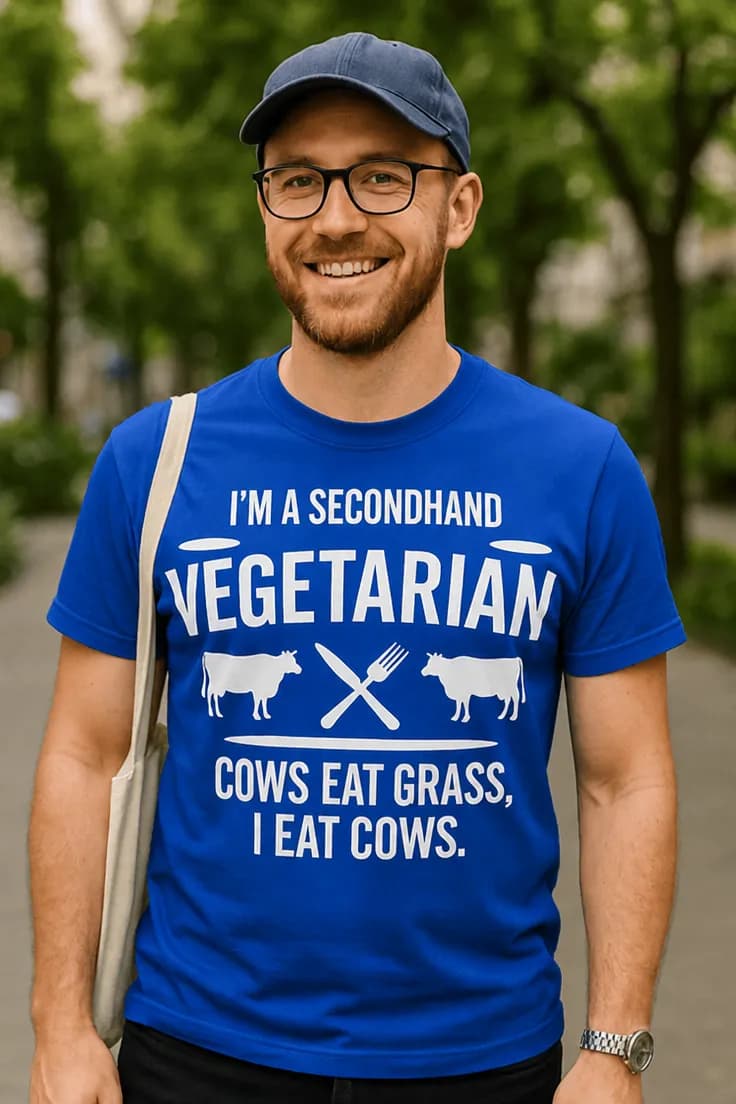 Rolig t-shirt Secondhand vegetarian – I'M A SECONDH