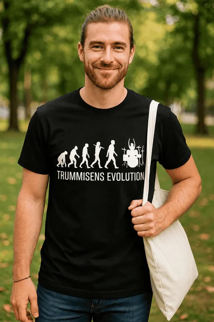 Rolig t-shirt Trummisens evolution – TRUMMISENS EVOLUTION