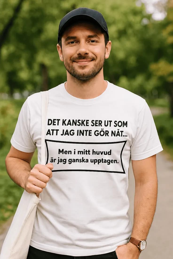 Rolig t-shirt Upptagen i huvudet – DET KANSKE SER