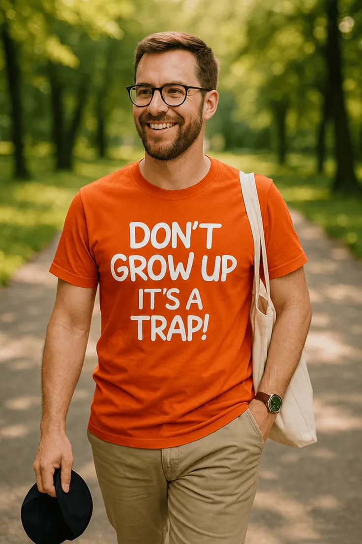 Rolig t-shirt Väx inte upp – DON'T GROW UP IT'S A TRAP!