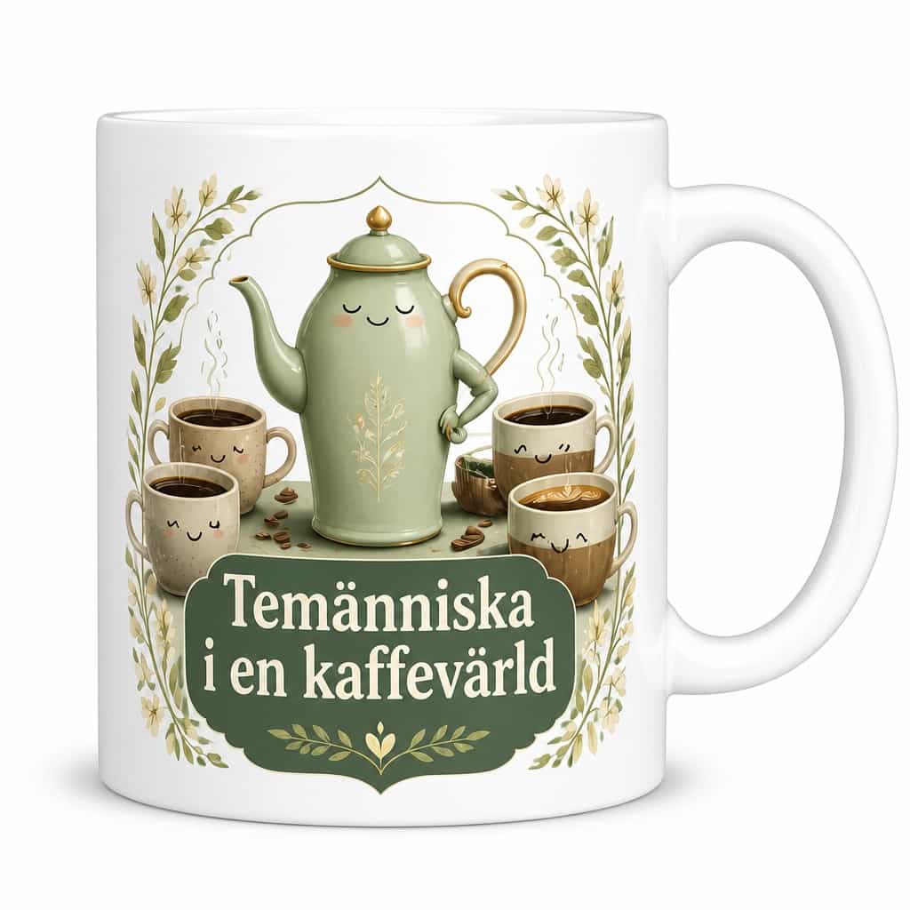 Mugg med Temänniska i en kaffevärld