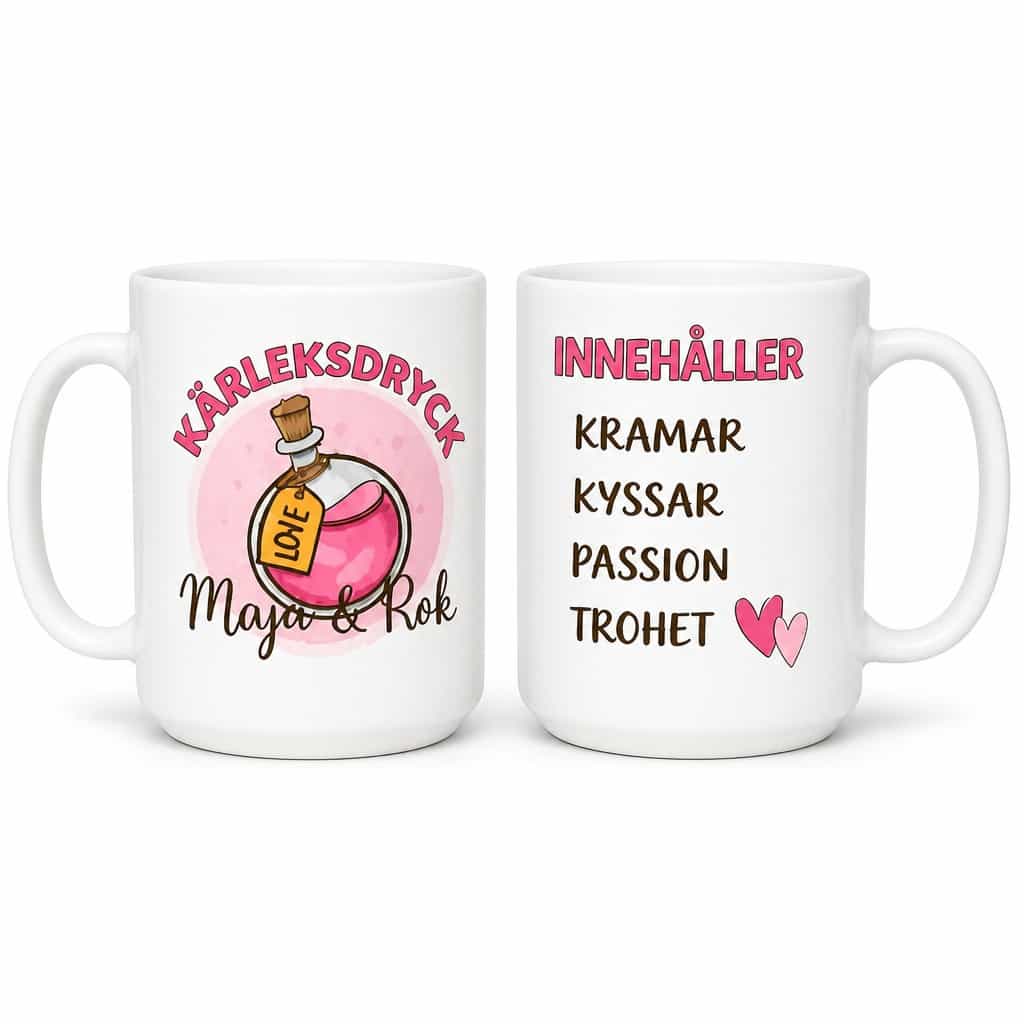 Rolig mugg Kärleksdryck med namn – KÄRLEKSDRYCK