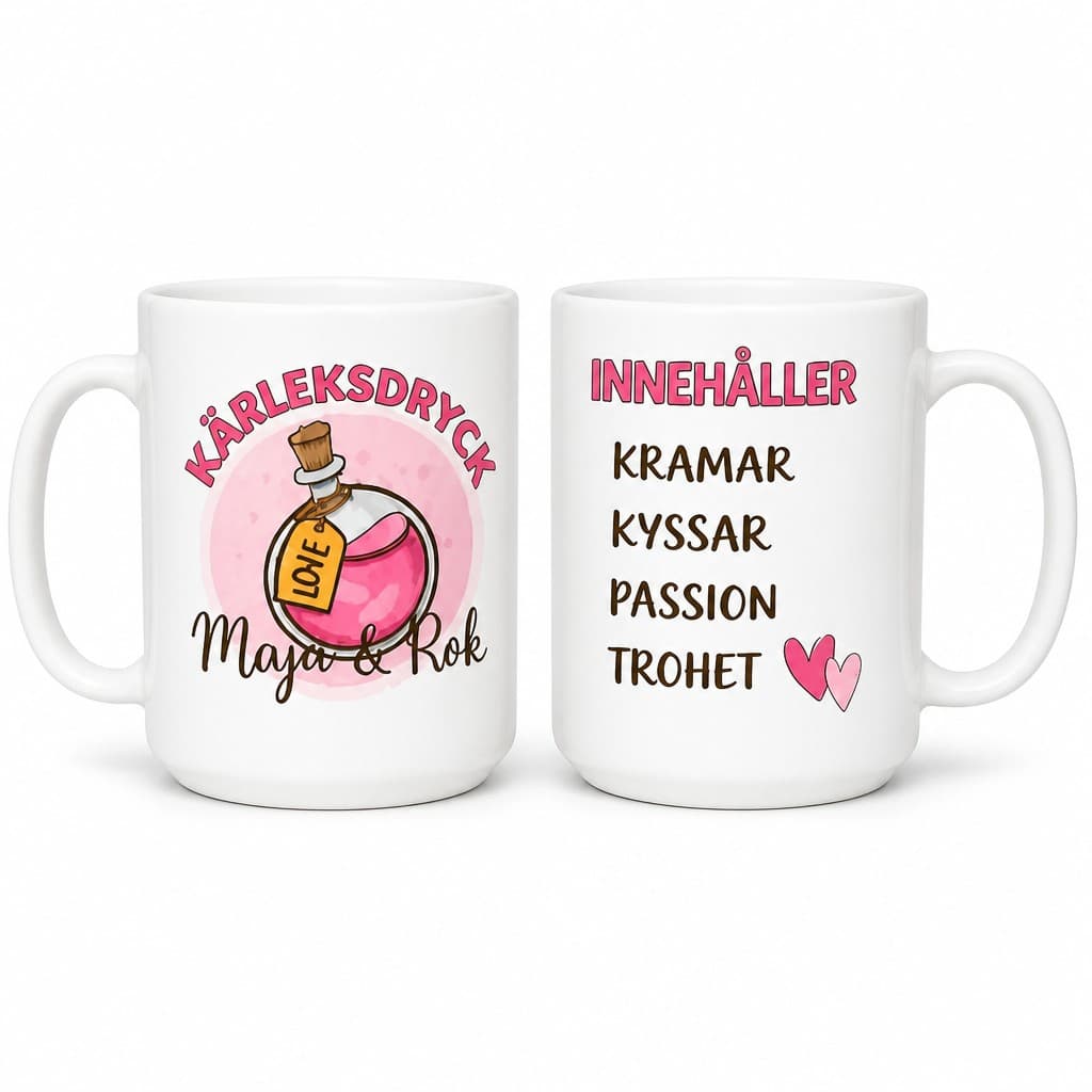 Rolig mugg Kärleksdryck med namn – KÄRLEKSDRYCK