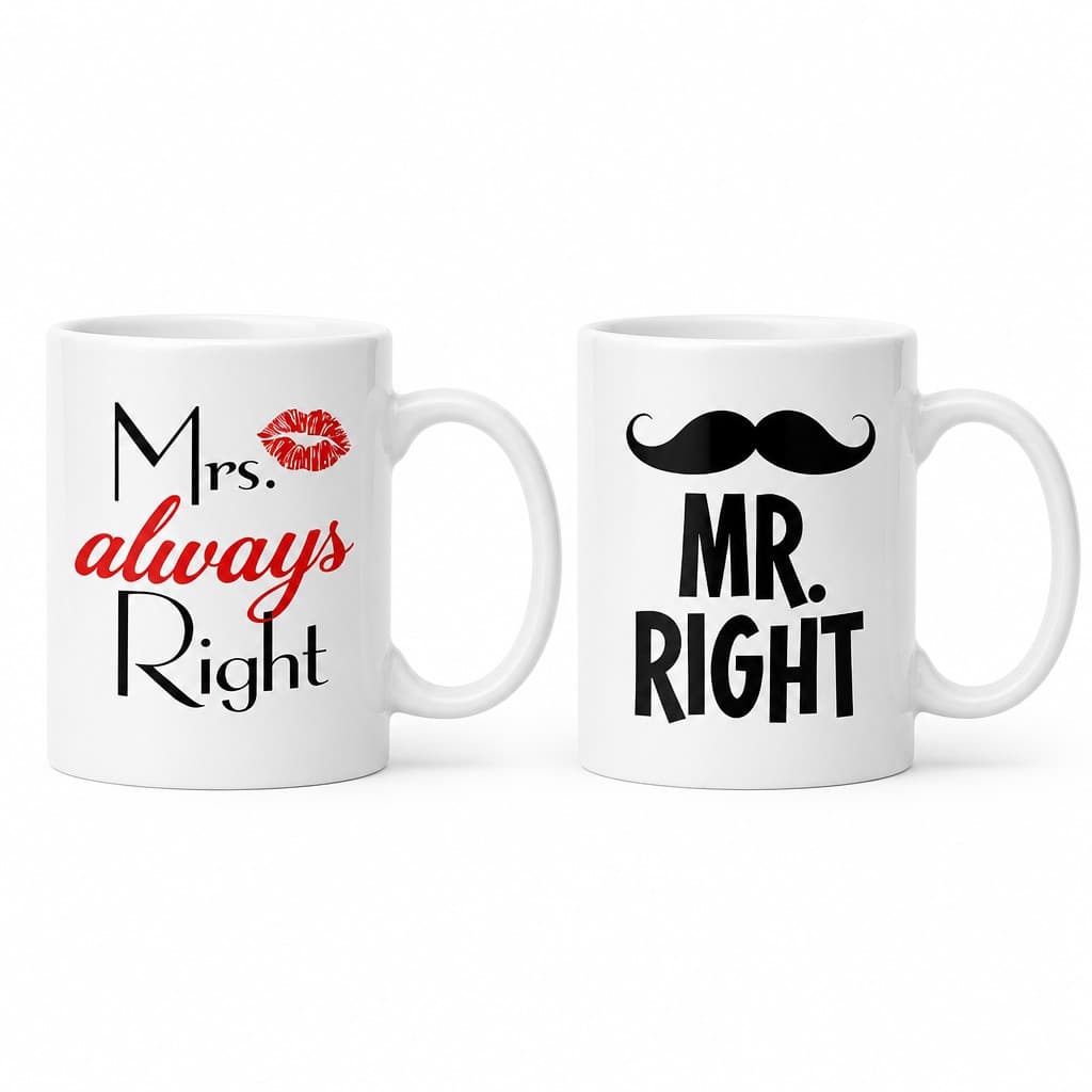 Rolig mugg Mr och Mrs Right – MR. Mrs. always Right
