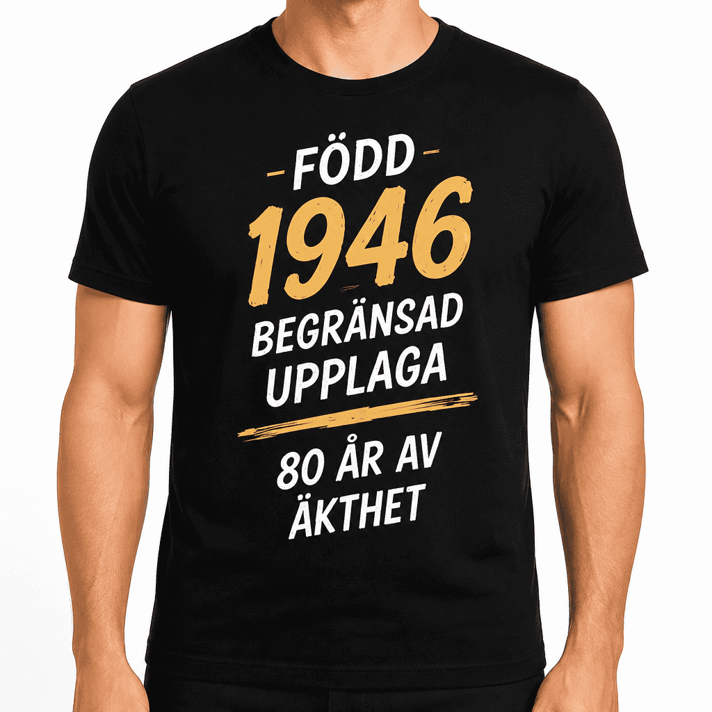 T-shirt till 80-årsdag – Född 1946 begränsad upplaga 80 år av äkthet