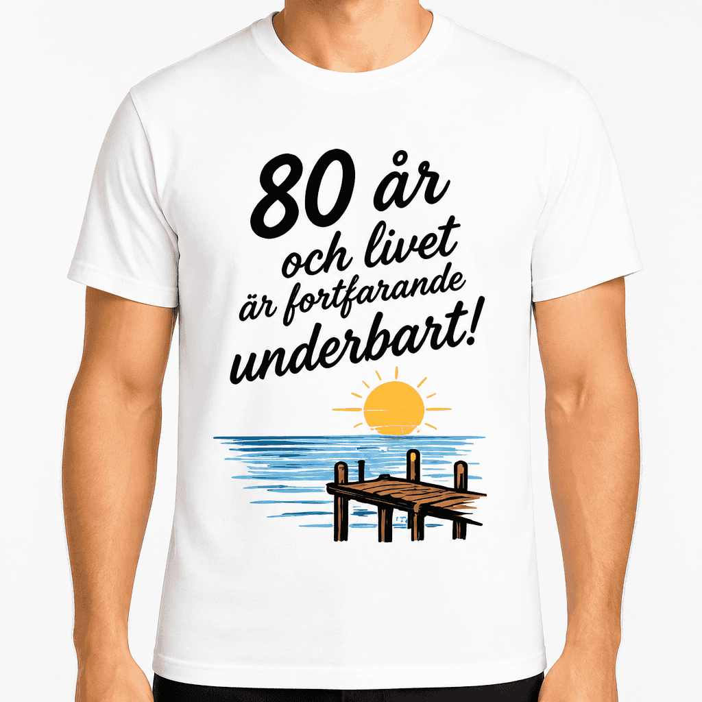 T-shirt till 80-årsdag – 80 år och livet är fortfarande underbart!
