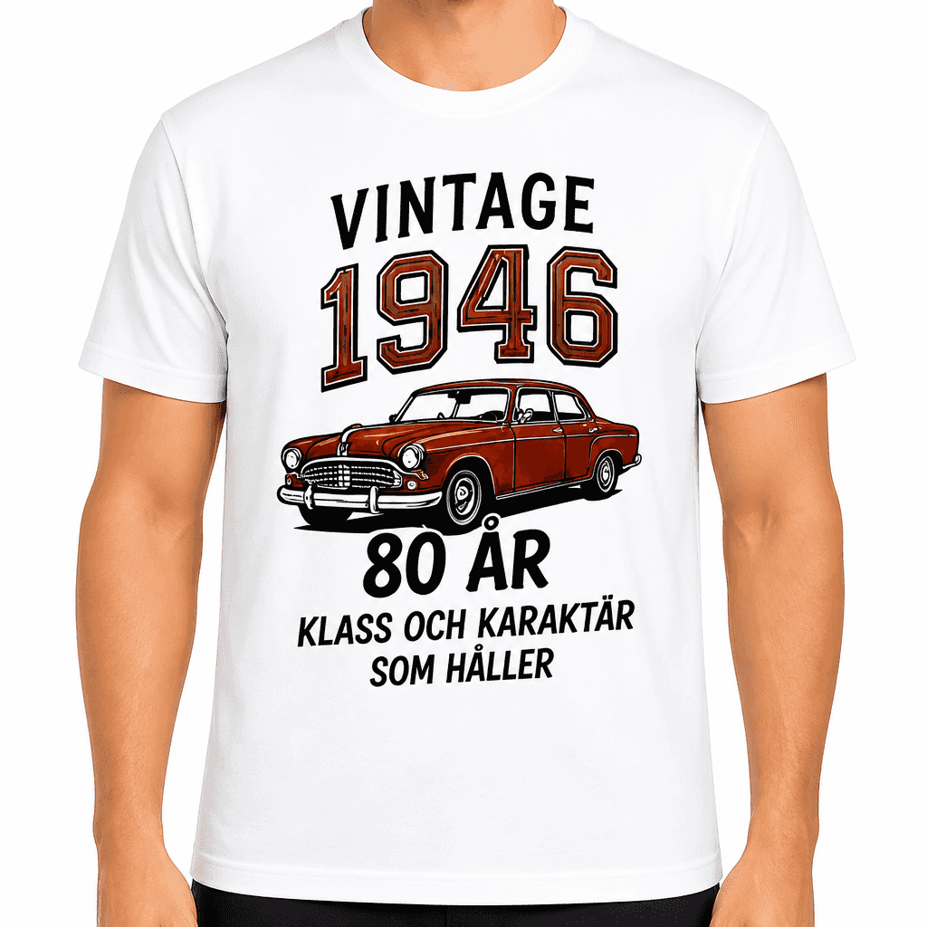 T-shirt till 80-årsdag – Vintage 1946 80 år klass och karaktär som håller