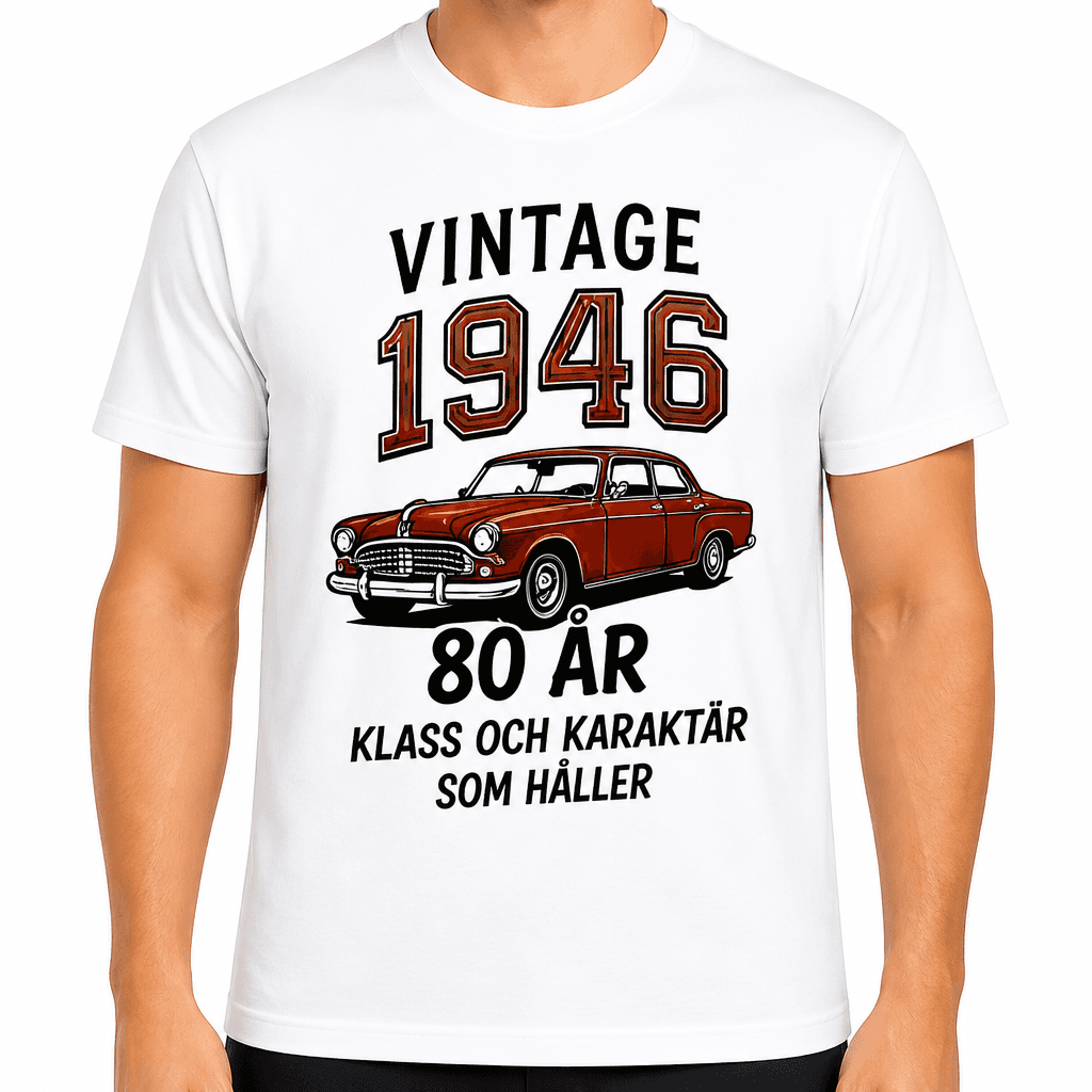 T-shirt till 80-årsdag – Vintage 1946 80 år klass och karaktär som håller