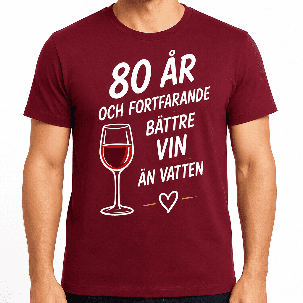 T-shirt till 80-årsdag – 80 år och fortfarande bättre vin än vatten