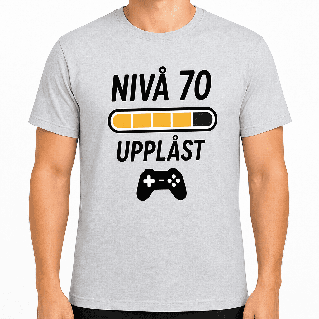 T-shirt till 70-årsdag – Nivå 70 upplåst