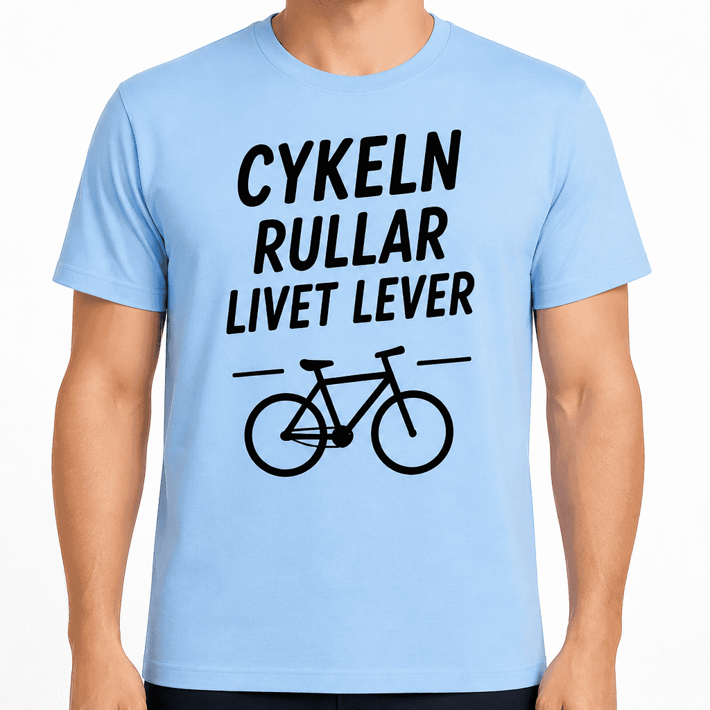 T-shirt till 70-årsdag – Cykeln rullar livet lever