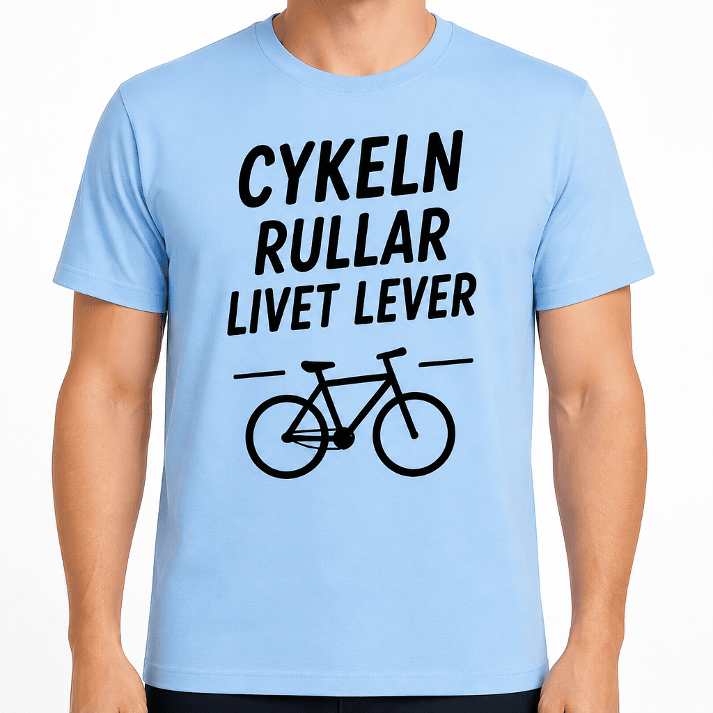 T-shirt till 70-årsdag – Cykeln rullar livet lever
