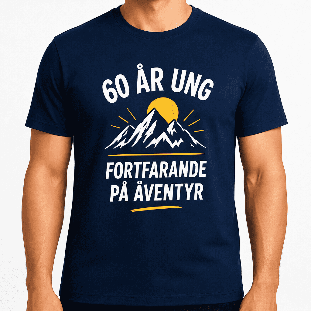 T-shirt till 60-årsdag – 60 år ung fortfarande på äventyr