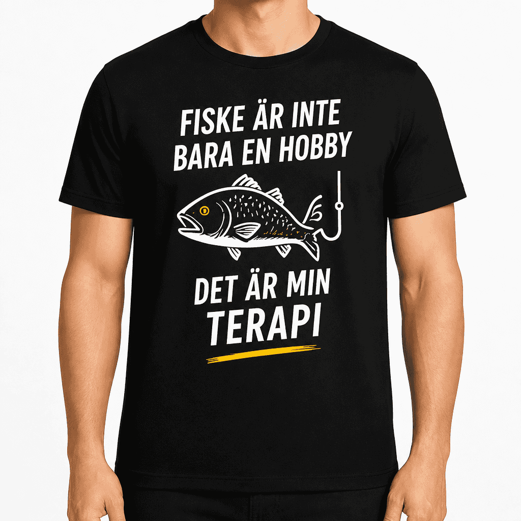 T-shirt till 60-årsdag – Fiske är inte bara en hobby det är min terapi