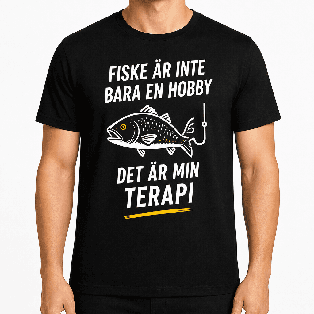 T-shirt till 60-årsdag – Fiske är inte bara en hobby det är min terapi