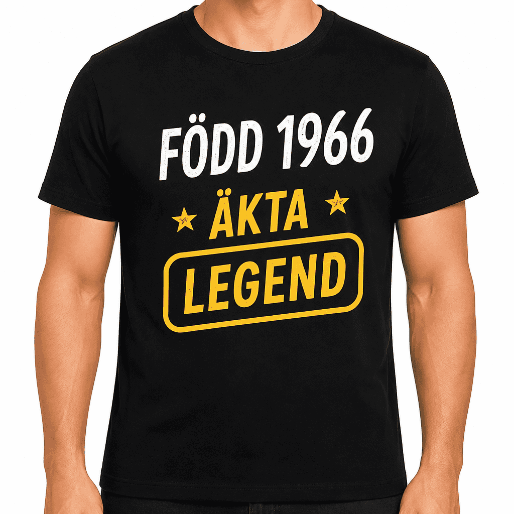 T-shirt till 60-årsdag – Född 1966 äkta legend