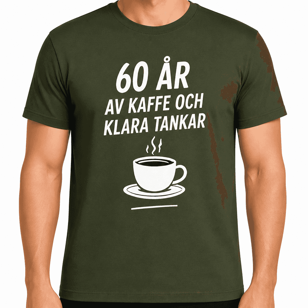 T-shirt till 60-årsdag – 60 år av kaffe och klara tankar