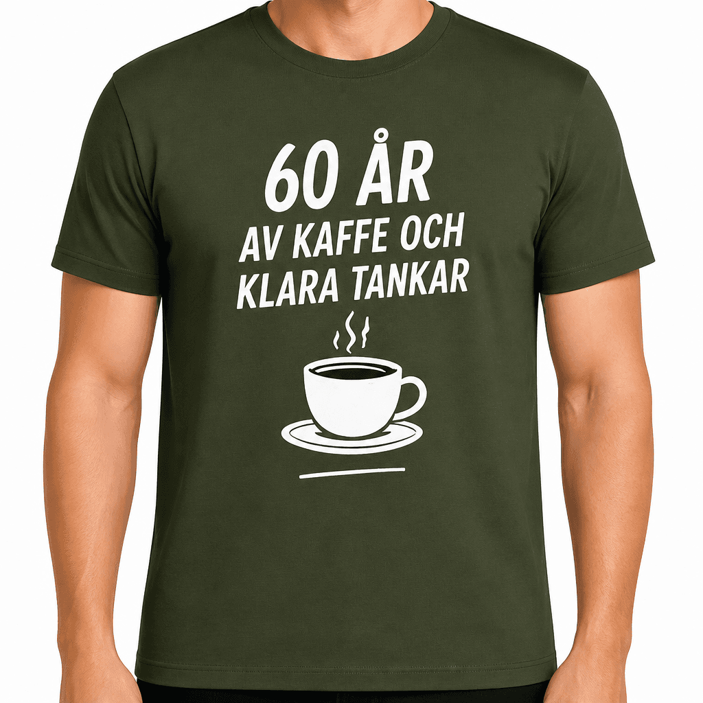 T-shirt till 60-årsdag – 60 år av kaffe och klara tankar