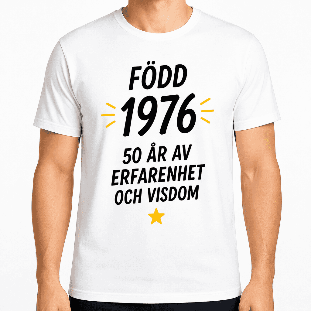 T-shirt till 50-årsdag – Född 1976 50 år av erfarenhet och visdom