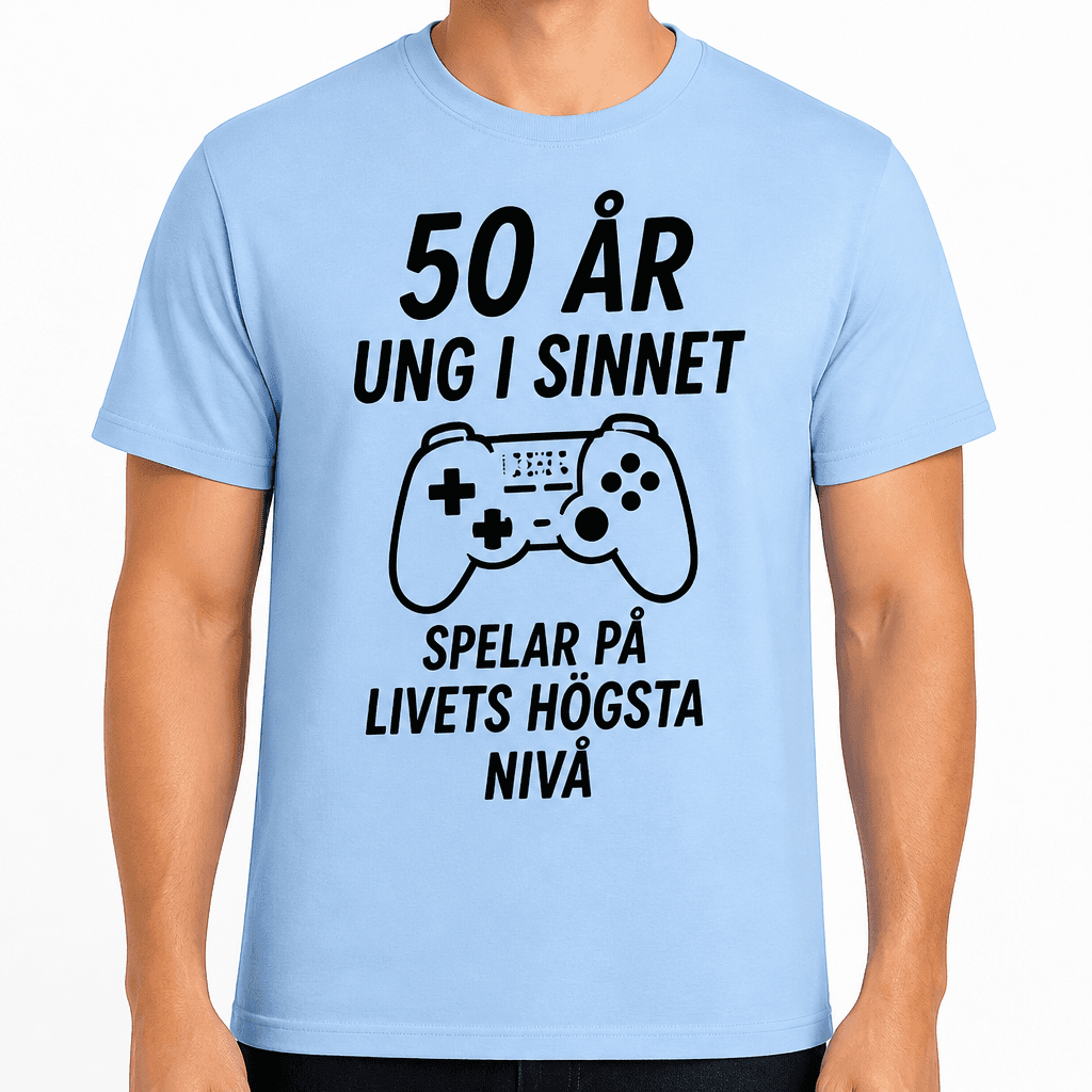 T-shirt till 50-årsdag – 50 år ung i sinnet spelar på livets högsta nivå