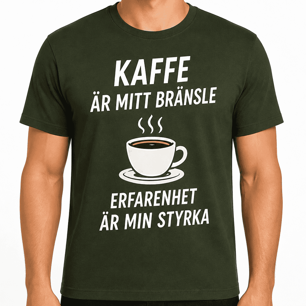 T-shirt till 50-årsdag – Kaffe är mitt bränsle erfarenhet är min styrka