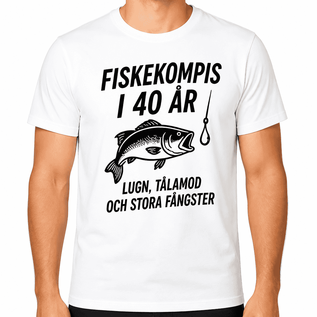 T-shirt till 40-årsdag – Fiskekompis i 40 år lugn, tålamod och stora fångster